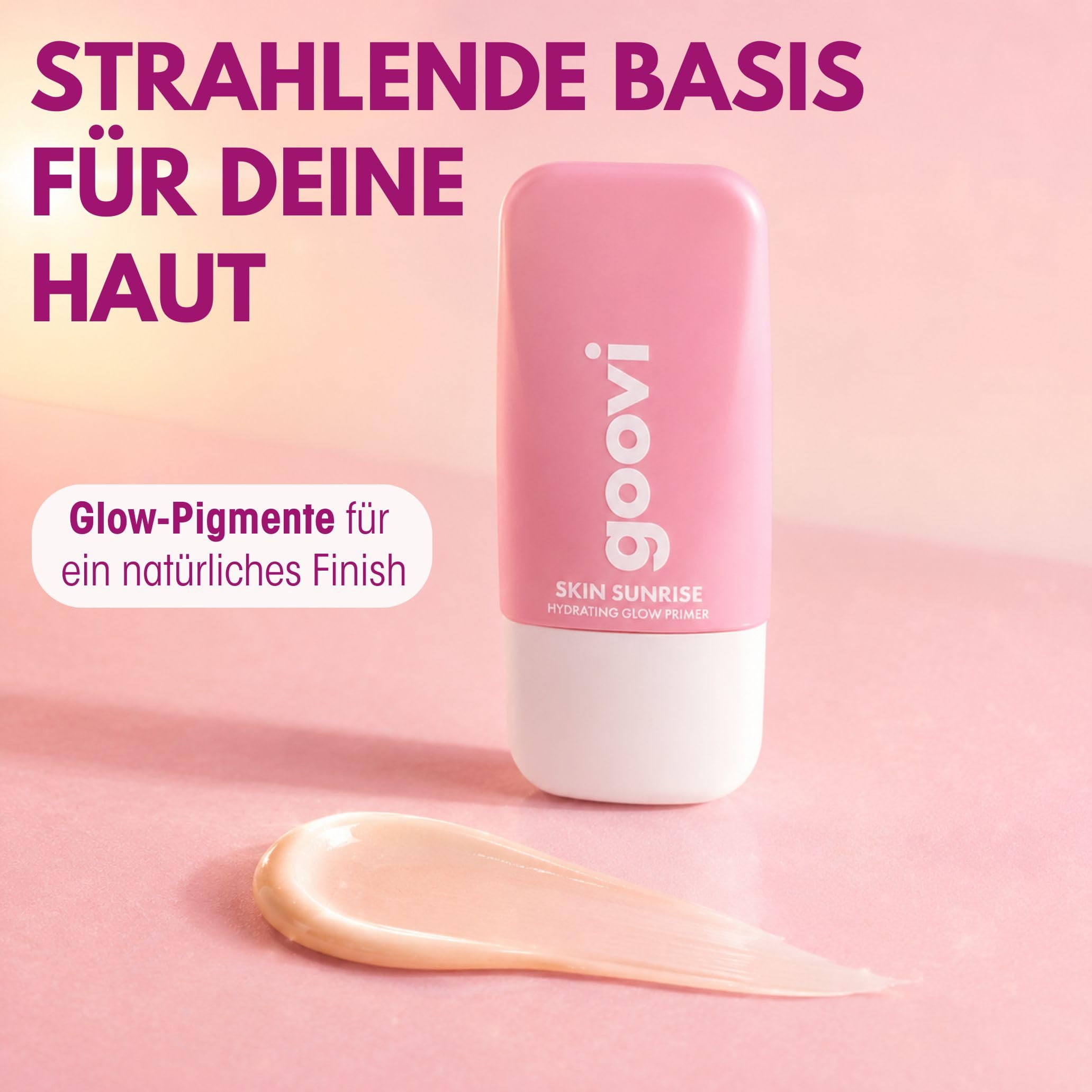 GOOVI Skin Sunrise Primer - Feuchtigkeitsspendender Gesichtsprimer mit Glow-Effekt - für strahlende Haut & langanhaltendes Make-up - 28ml