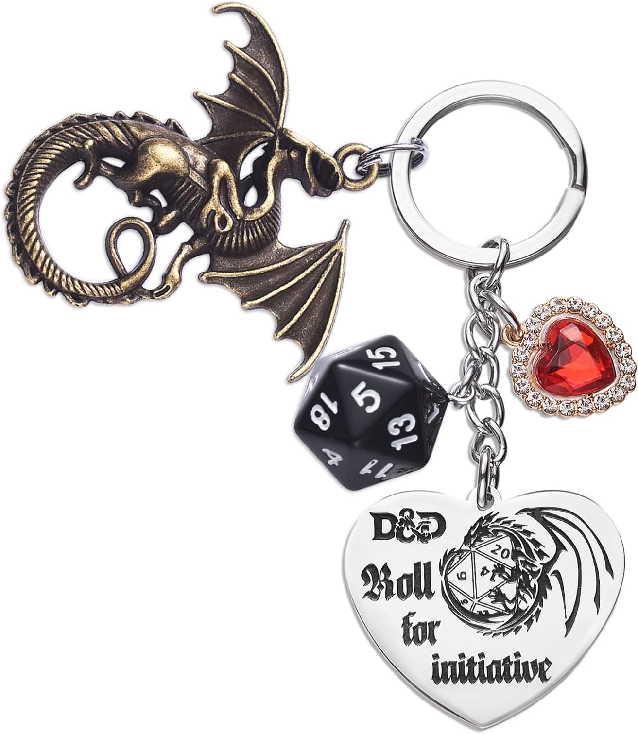 Melix Home Dungeons Dragons Gifts DND Keychain Dice Dragon Decoration Gift For Teen Boys Girls Game Lovers Birthday Present
