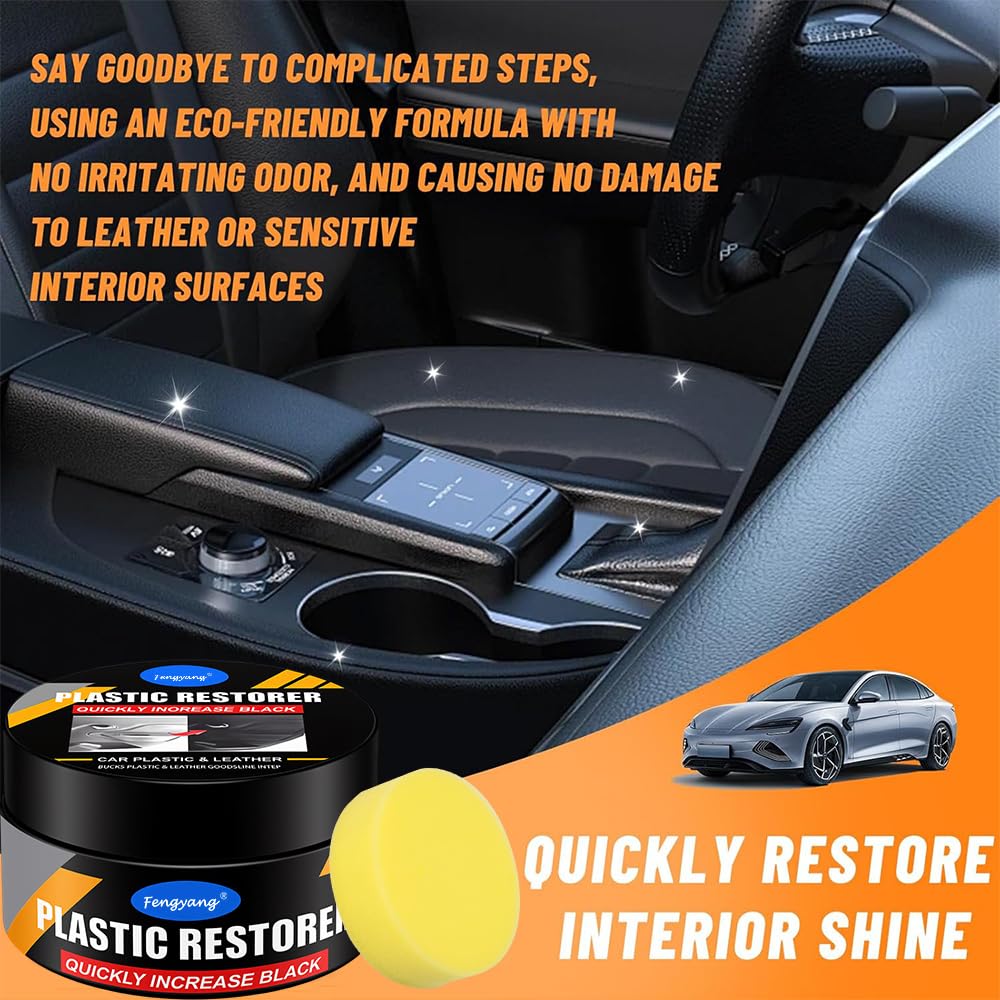 Fengyang® Generico Cura Crema per Pelle Auto, Restauratore Pelle Cera Rinnovo, Lucidante Auto Protezione Durevole, per Cruscotto Pannelli Porte Sedile Volante Console - 4