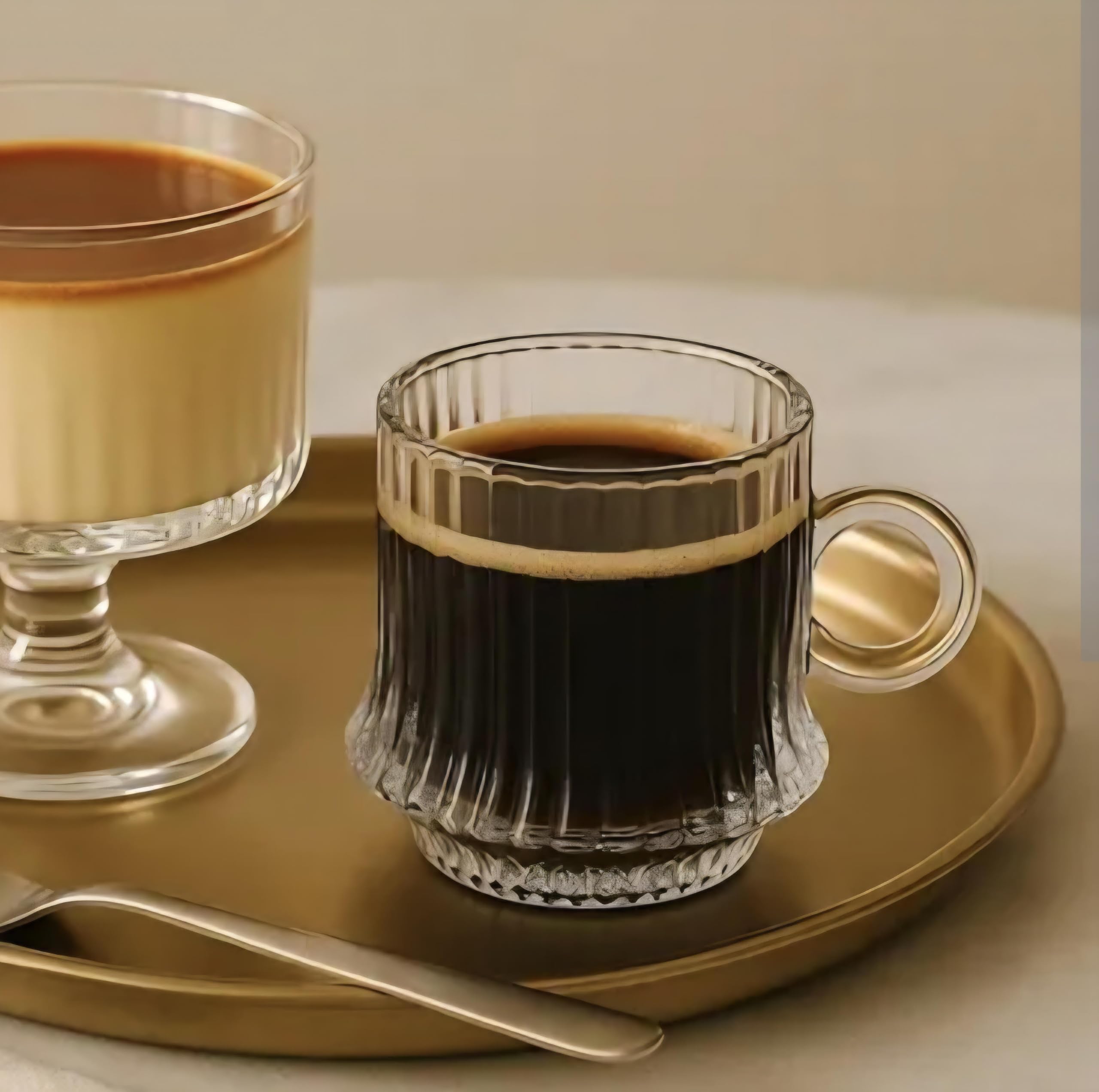 Jogo 6 Xícaras de Café Canelada Luxo 85ml Vidro Grosso Premium - Kit Xícaras para Café