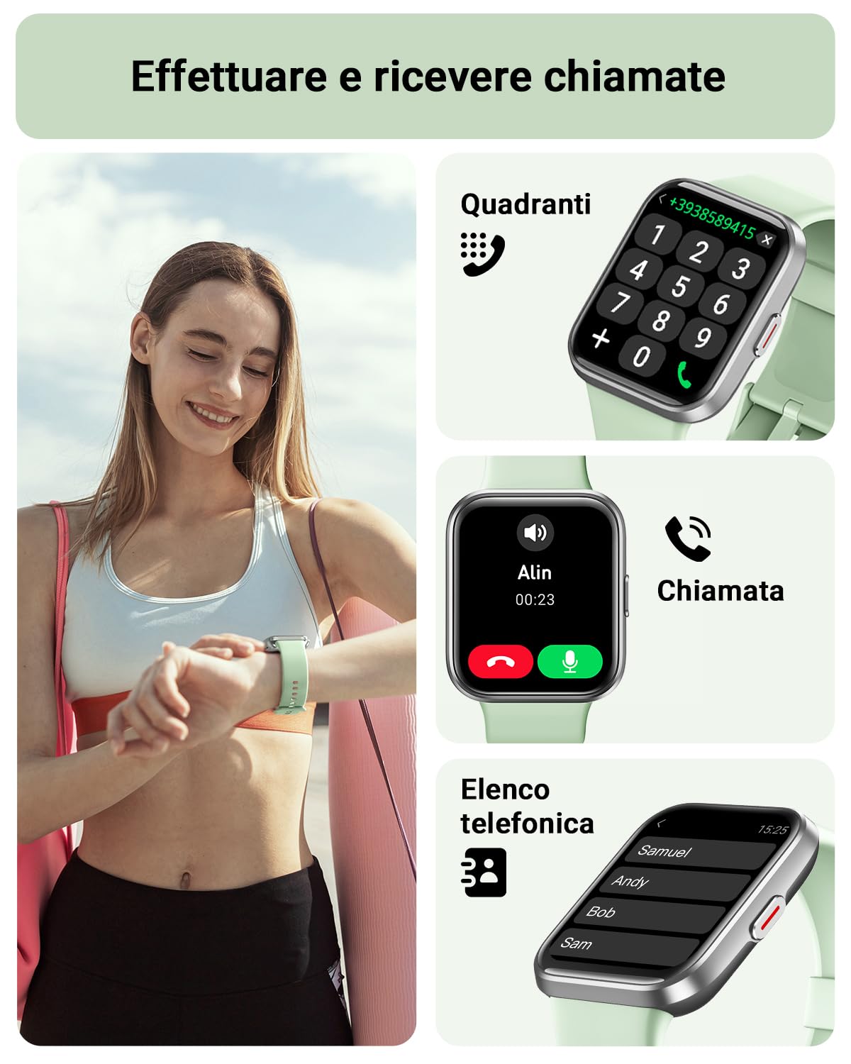 Tensky Orologio Smartwatch Uomo Donna 1,8" Smart Watch con Rispondi/Fai Chiamate, Alexa Integrata, 110+ Sport, Contapassi Monitoraggio Sonno SpO2 Frequenza Cardiaca, Impermeabile IP68, per Android iOS