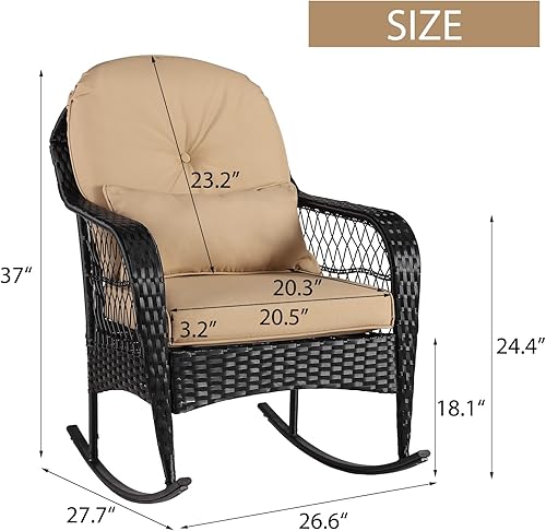 Miniatura 3 de B BAIJIAWEI Mecedora de mimbre para exteriores jardín patio porche césped balcón muebles de patio trasero silla mecedora de mimbre para todo tipo de