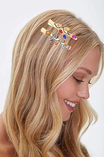 Miniatura 2 de Pinzas para el cabello de Navidad con diamantes de imitación, horquillas navideñas con copos de nieve, pasadores para el cabello de vacaciones,