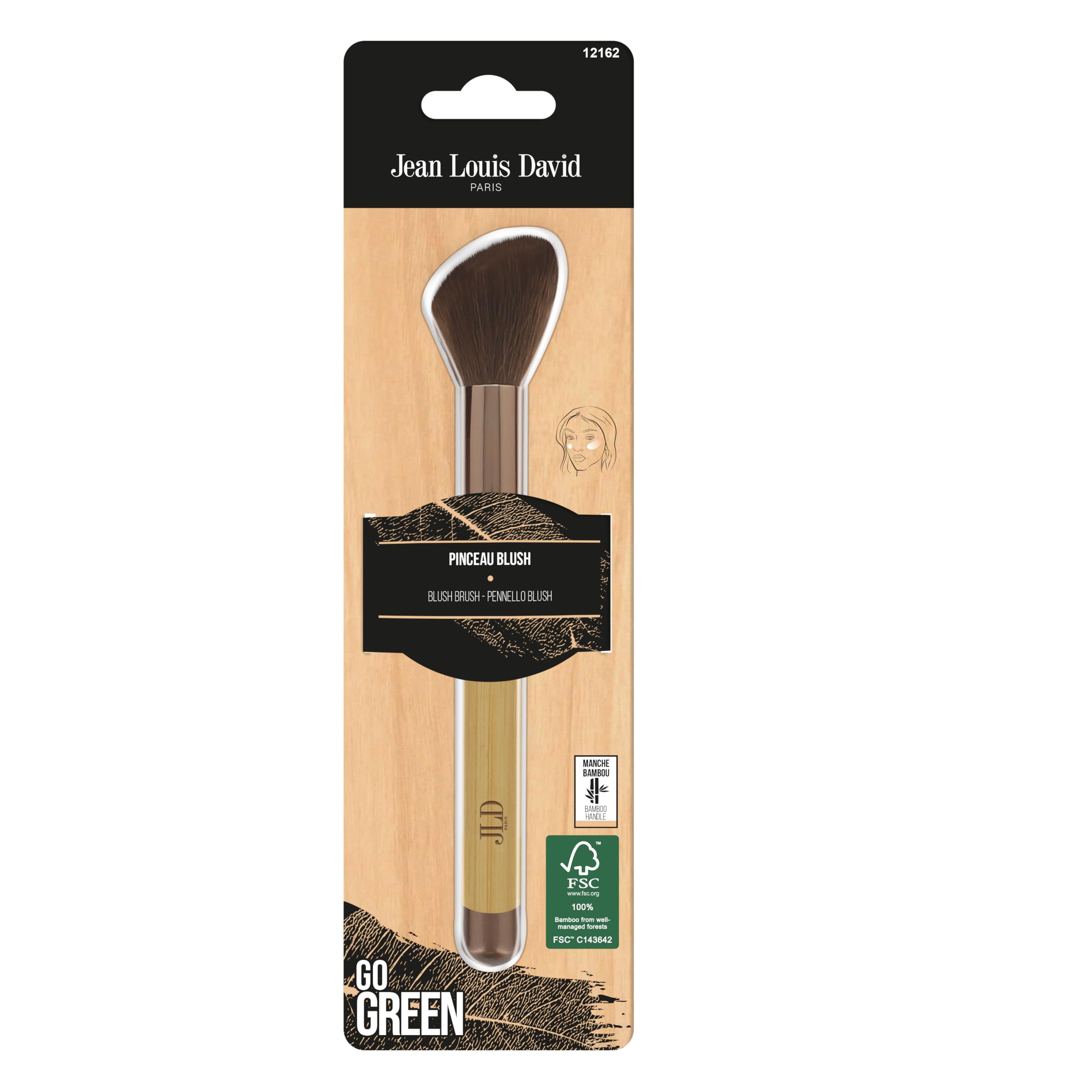Jean Louis David - Go Green Collection - Blush Brush - Makeup - Vegan Bristles 100% Synthetic - FSC Certified Bamboo Handle - Image 2