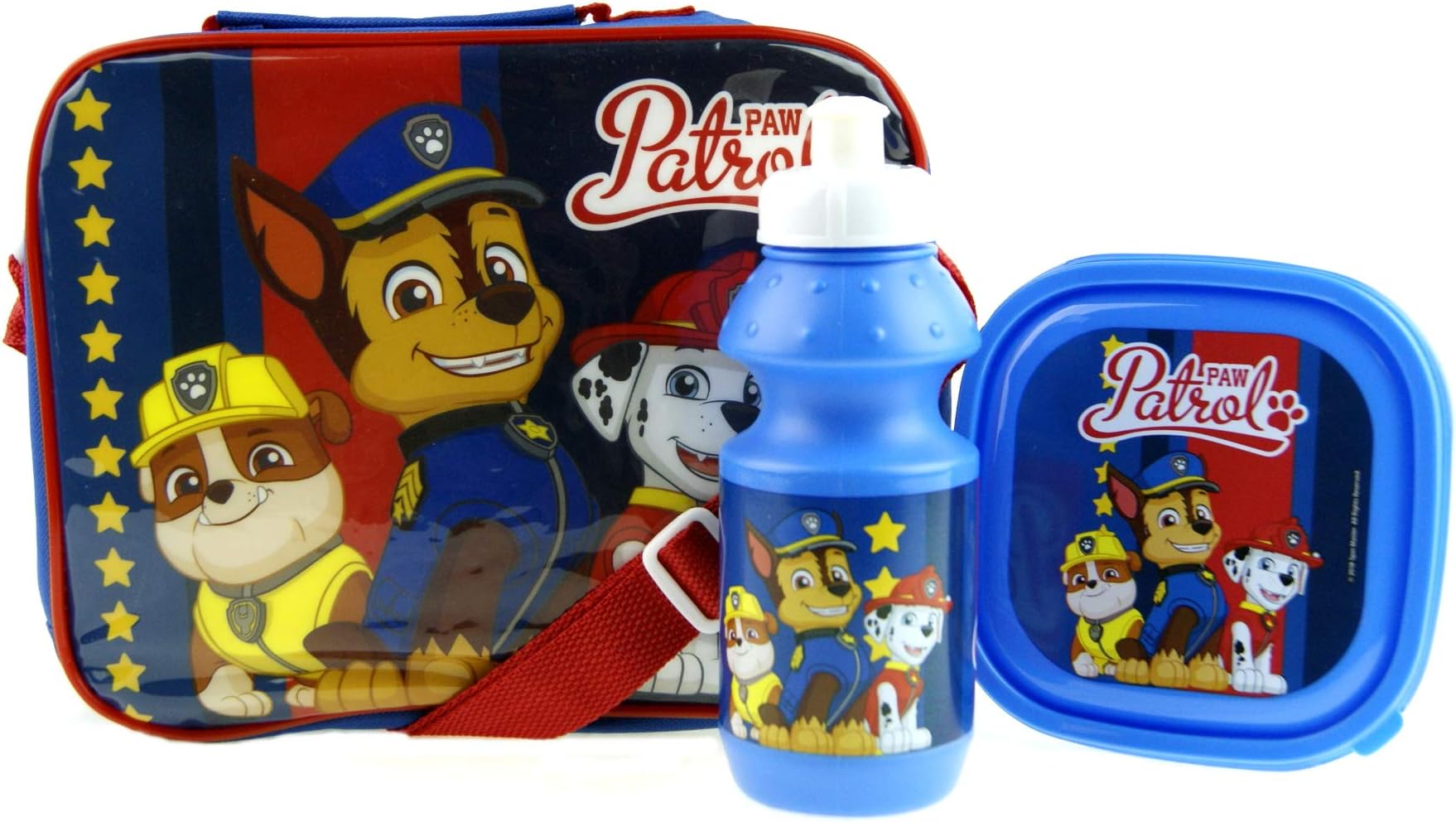 Kids Character 3 Piece Insulated Lunch Bag with Drink Bottle & Sandwich Box (Paw Patrol Boys)