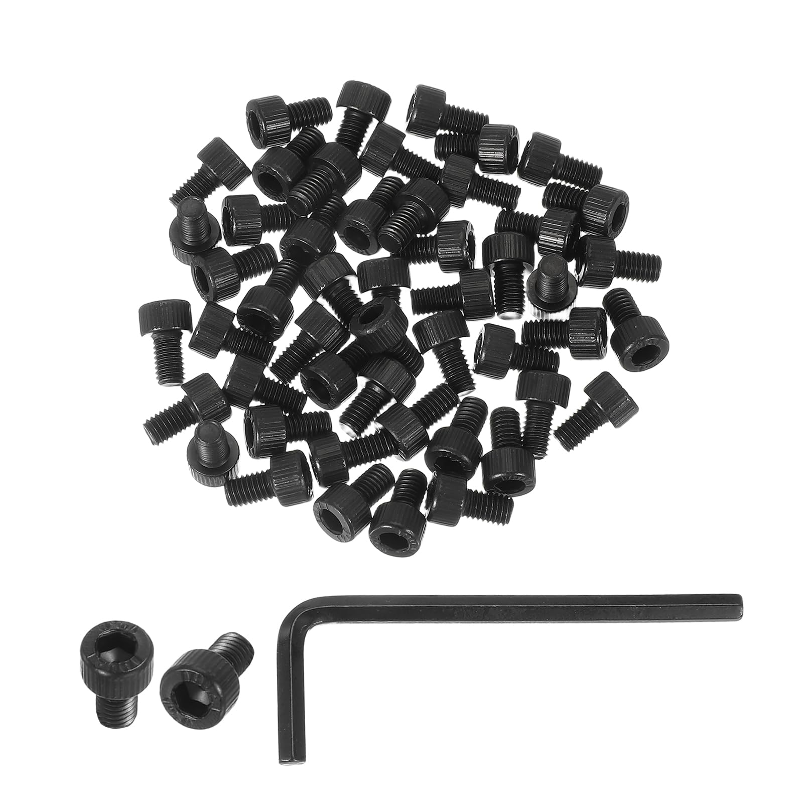 PATIKIL M5 x 8mm Hex Socket Head Screws Cap Bolt, 50 Pack 12.9 Grade Carbon Steel Hexagon Socket Screw Hex Socket Drive Machine with Wrenches, Black โ image 1