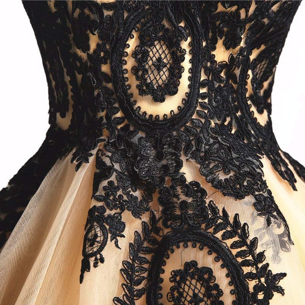 Kivary Long Ball Gown Black Lace Gothic Corset Formal Prom Evening Dresses