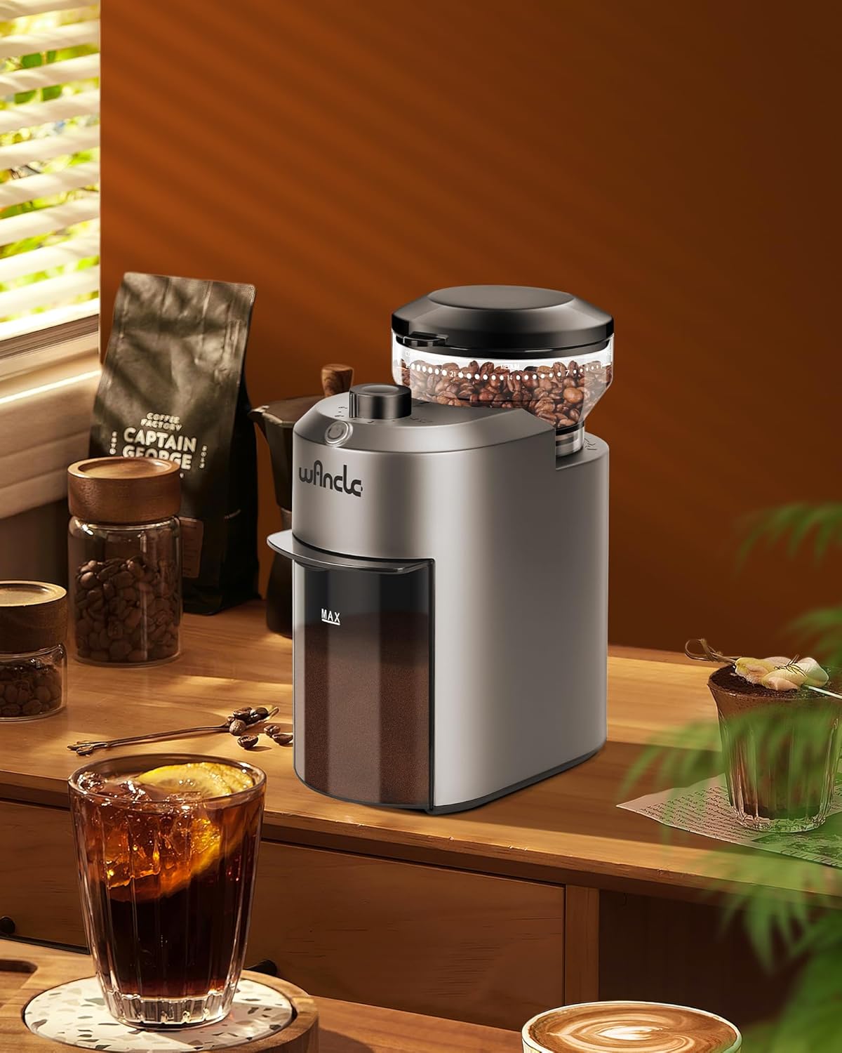 Molinillo de café Wancle con dimensiones indicadas