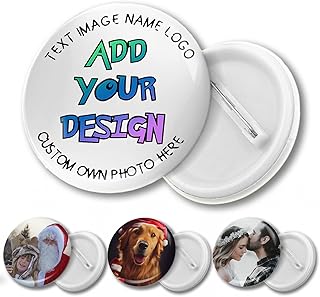 1-500PCS Custom Pins Personalized Round Button Add Your Own Image Text Logo Pinback Buttons Decoration Souvenir Gifts for Team Party Competitions (Medium)