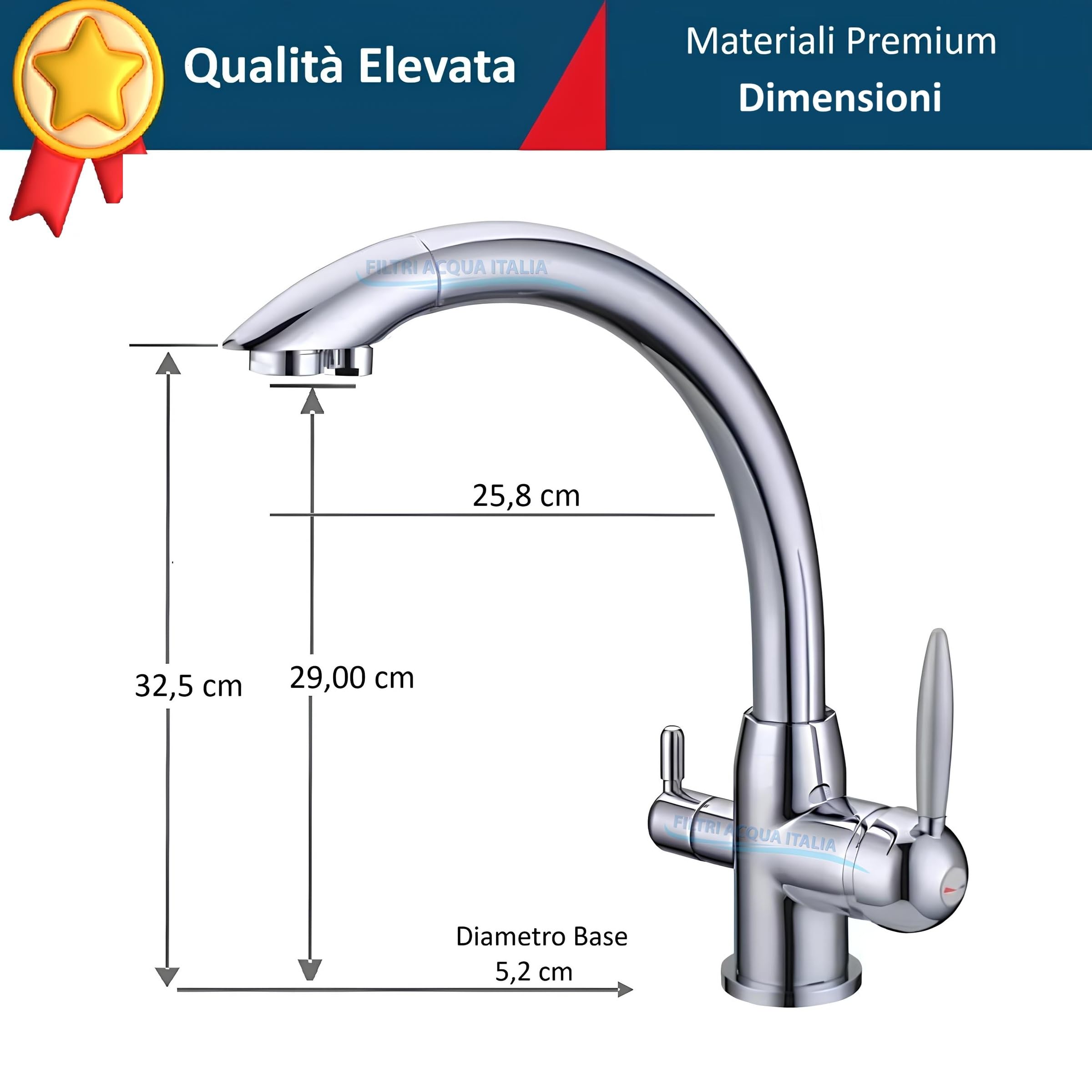 Rubinetto 3 Vie Depuratore Acqua Osmosi Inversa Calda Fredda Filtrata