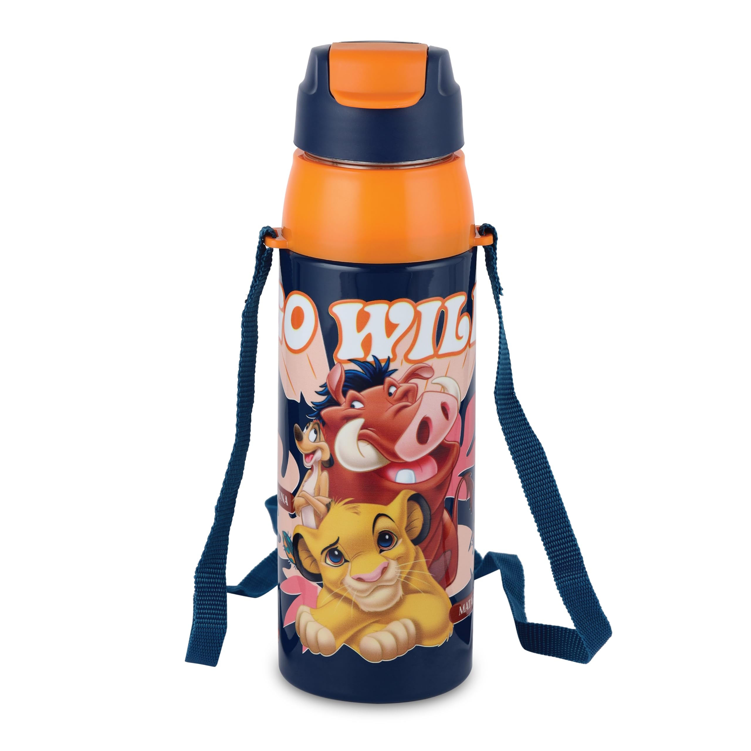 CELLO Kidzbee Era 600 Insulated Kids Water Bottle 520 ml, Navy Blue | 3D Touch & Feel Lion King Design One Hand Grip Lightweight Leakproof Easy Sip Flip Cap Insulated Water Bottle for School Kids