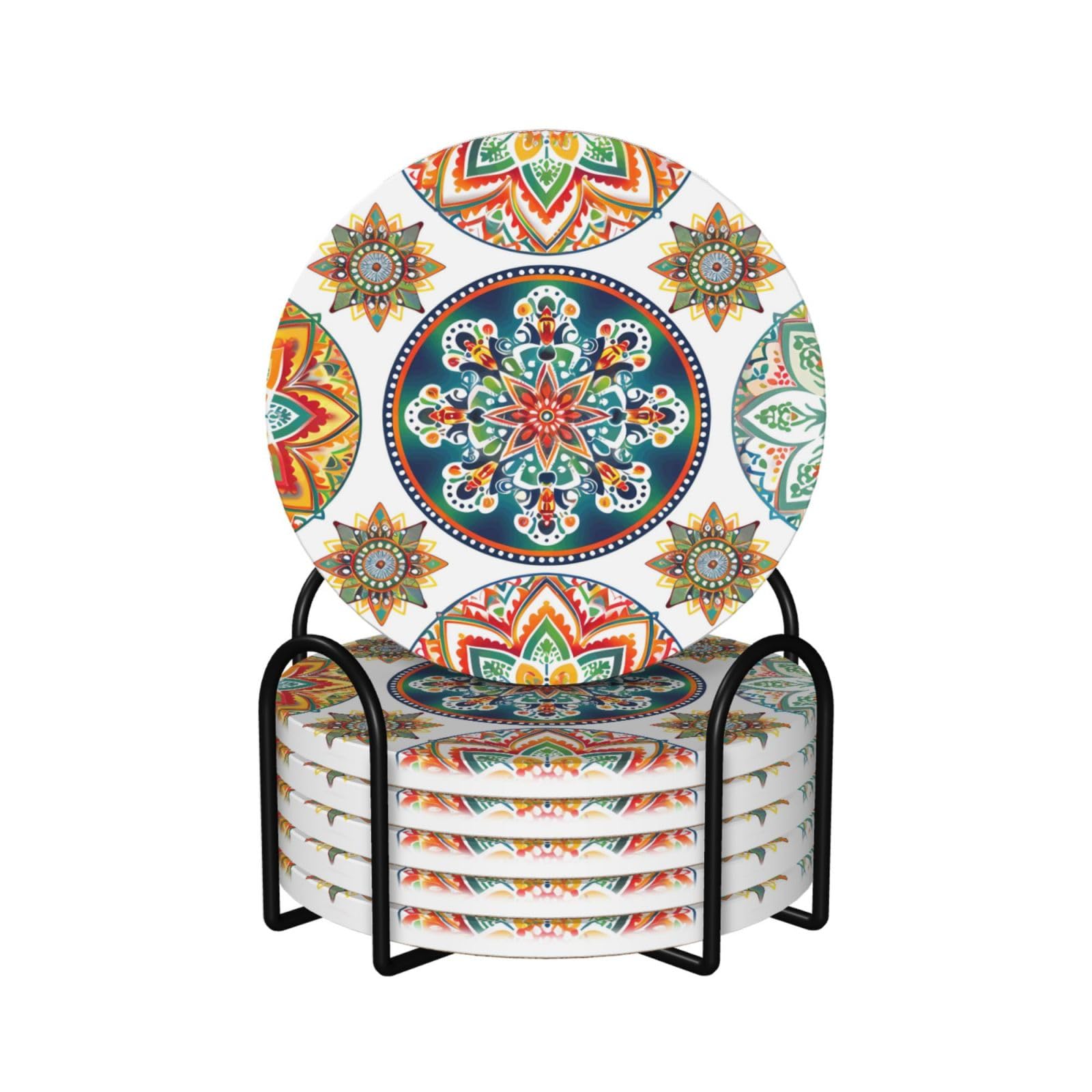 Dessous de verre mandala pour une table basse de salon colorée