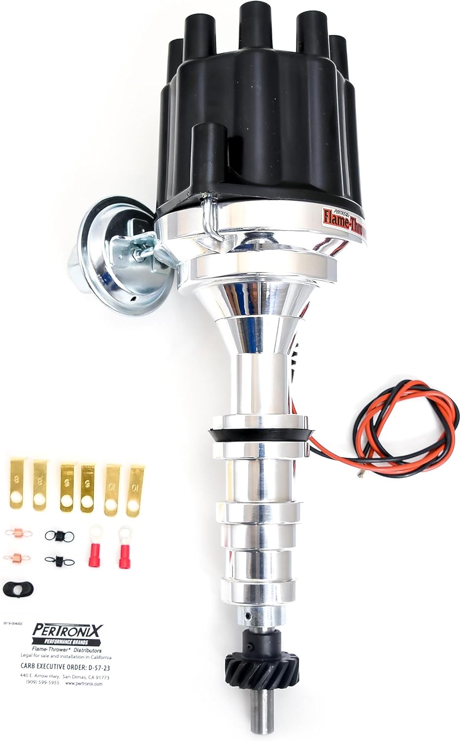 Pertronix D7133700 Flame-Thrower Vacuum Advance Black Cap Billet Electronic Distributor with Ignitor III Technology for Ford FE 352-428