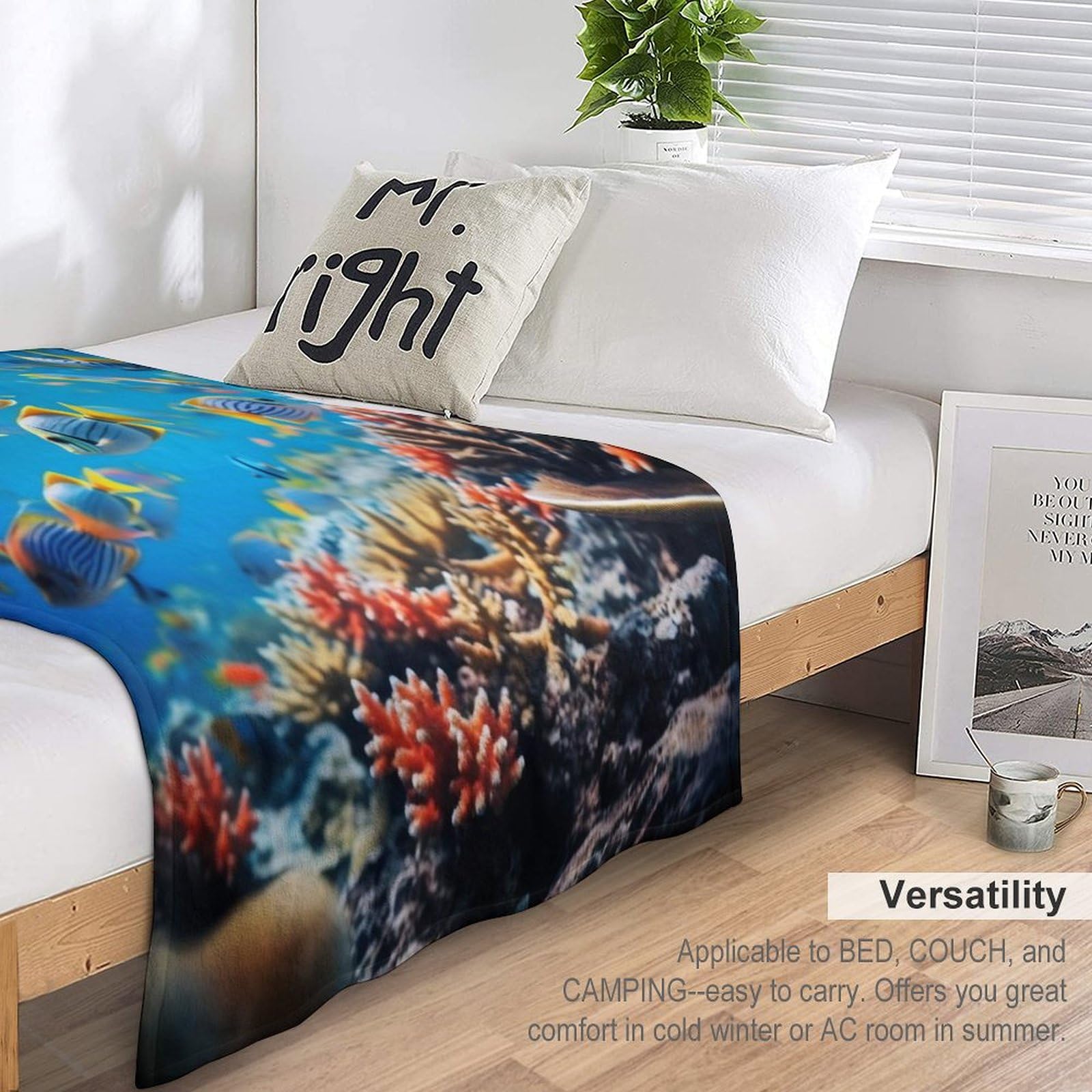 Premium Wohndecke - Bunte Fische Decke Flannel - Extra Weiche TV- Decke Vier Jahreszeiten Wohndecke Dicke Couchdecke Für Bett/Sofa（150×200cm）