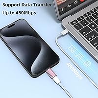 Vista 3 de Adaptador USB-C macho a Lightning hembra (paquete de 2), carga rápida PD y transferencia de datos para iPhone 15/15 Plus/15 Pro/15 Pro Max, iPad