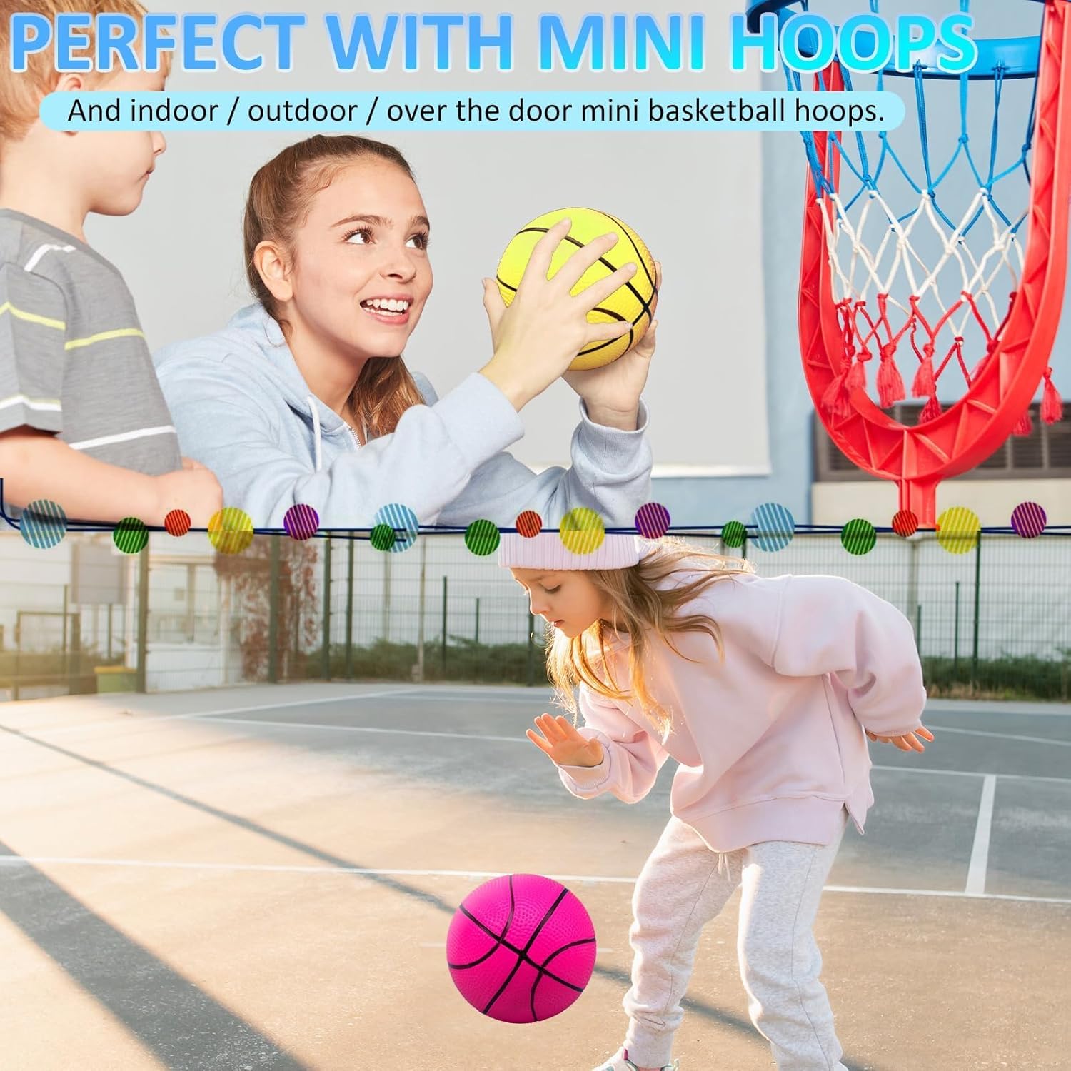 30Pcs 7" Mini Basketballs Balls Bulk, PVC Small Basketball for Over The Door Basketball Hoop Games Party Favors Indoor Outdoor Play Adults Kids Pool Beach Colorful