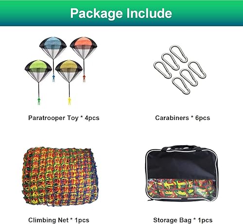 Miniatura 4 de Red de carga de escalada, red de seguridad de doble capa para patio de juegos de 6.5 x 9.8 pies, utilizada para entrenamiento de obstáculos, hamaca