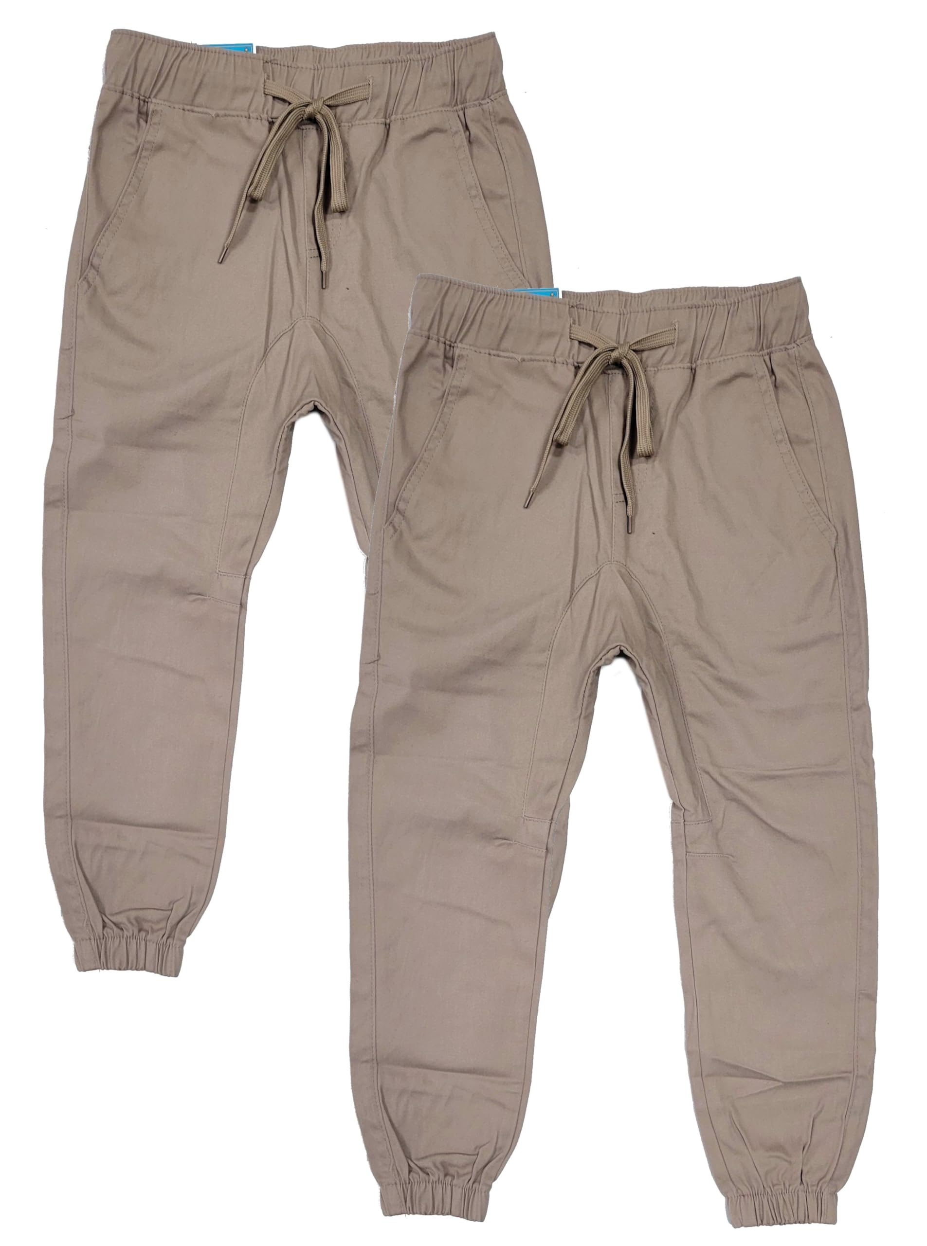 B-One Kids Boys Pull-On Cotton Stretch Elastic Waist School Uniform Jogger Pants (US, Numeric, 18, 2, Khaki)