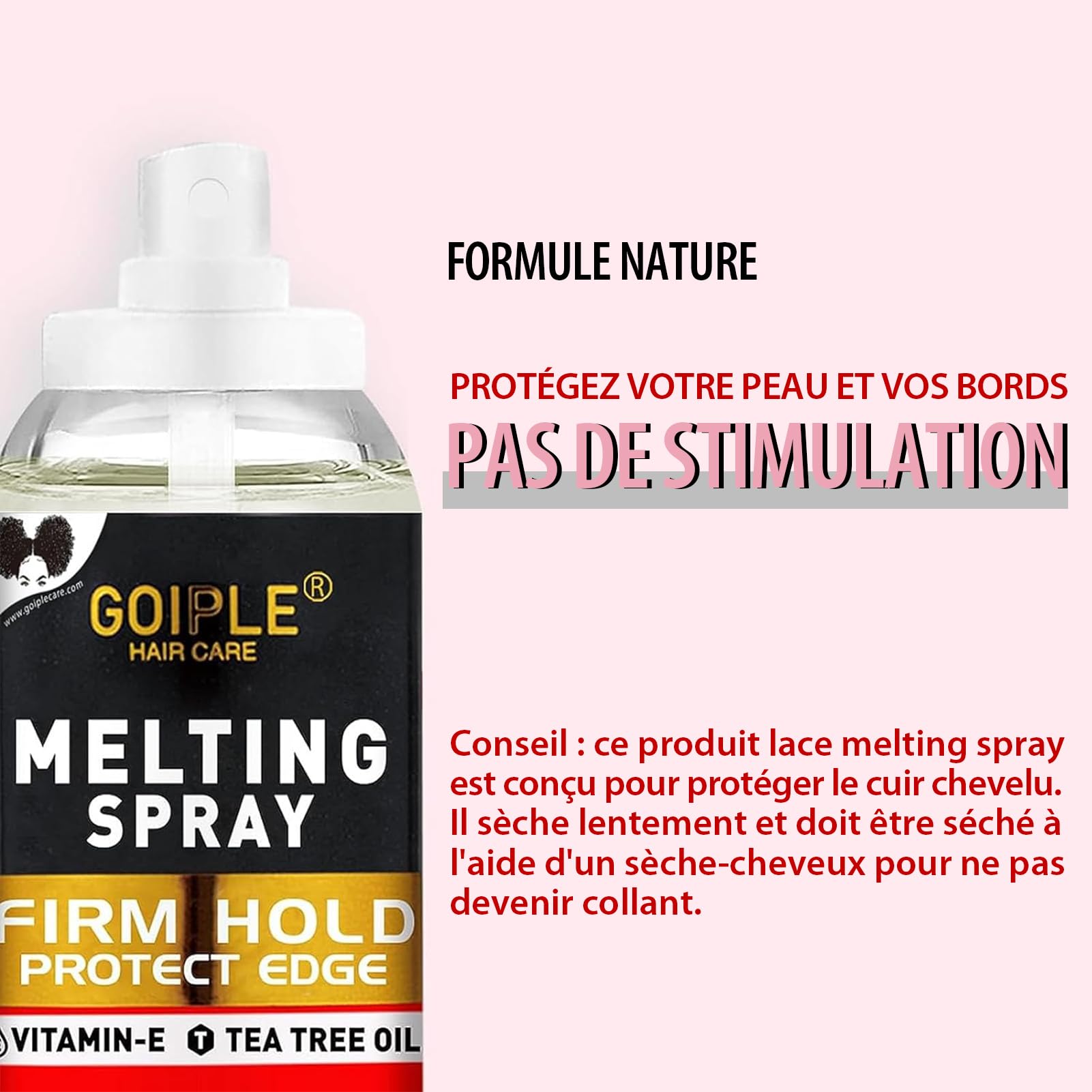 Sans Colle Lace Melting Spray For Wigs, 3.4 Fl Oz - Melting Spray Wig Spritz Spray Lace Protège Le Cuir Chevelu, Améliore La Tenue, Formule Naturelle