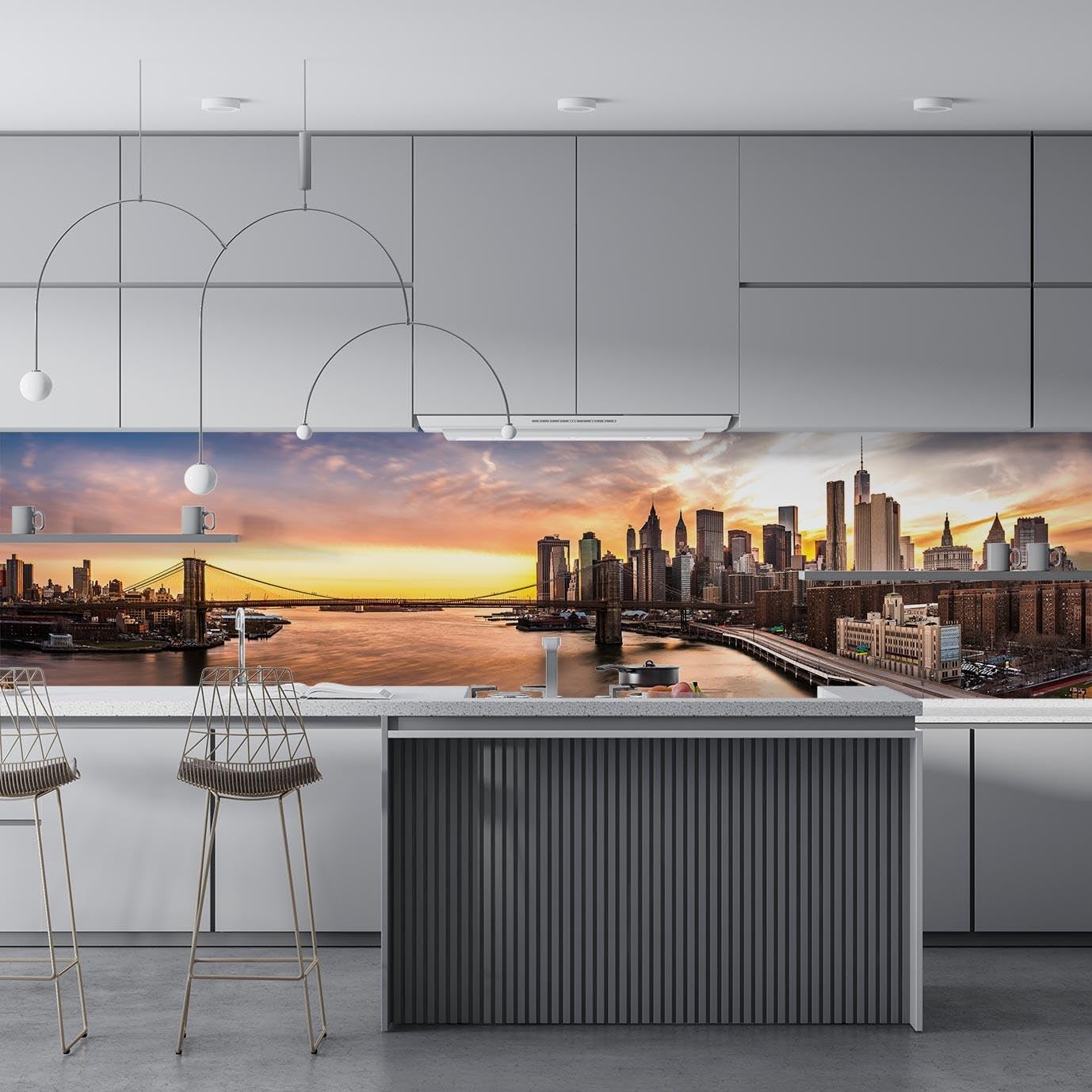 Mutfak Tezgah Arası Folyo Fayans Kaplama Folyosu Brooklyn Köprüsü 60x500 CM
