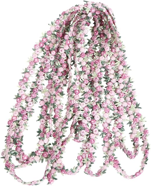 Milisten Rose Flower Sewing Lace Trim Ribbon Flower Embroidery Edge Trim for Sewing or Craft Decoration Pink
