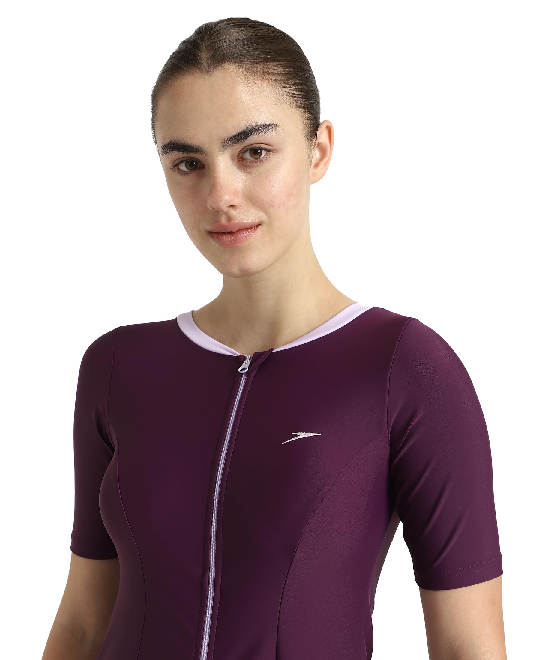 Speedo Women's Enduraflex Closedback Sleeved Swimdress with Boyleg Swimming Costume | Chlorine Resistance | UPF 40+ Sun Protection | Removable Bra Pads | Shape Retention Fabric 2