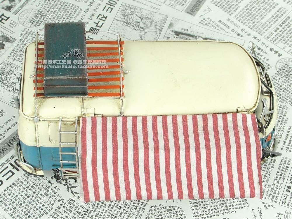 ZAMTAC Antique car Models Handmade Retro Metal Crafts Classic Camper RV for Ornaments Home Dining Room Decorations Birthday Gift - (Color: Blue)