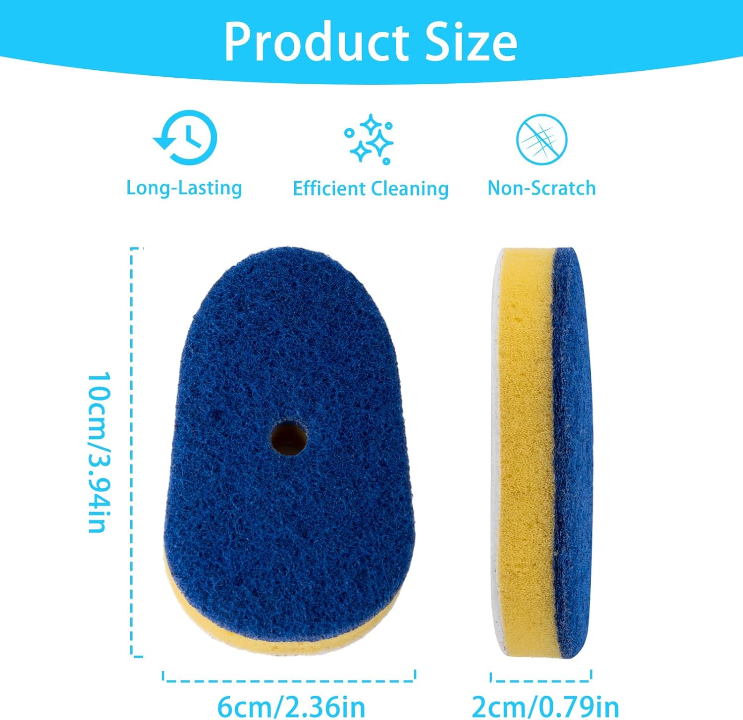 8 Packs Dish Wand Replacement Sponge Scouring Pad Heads Refills Compatible with Scrub Daddy, Scrub Sponge for Detachable Dish Scrubber Brush with Cut Out for Soap Dispensing, for Kitchen Cleaning - Image 6