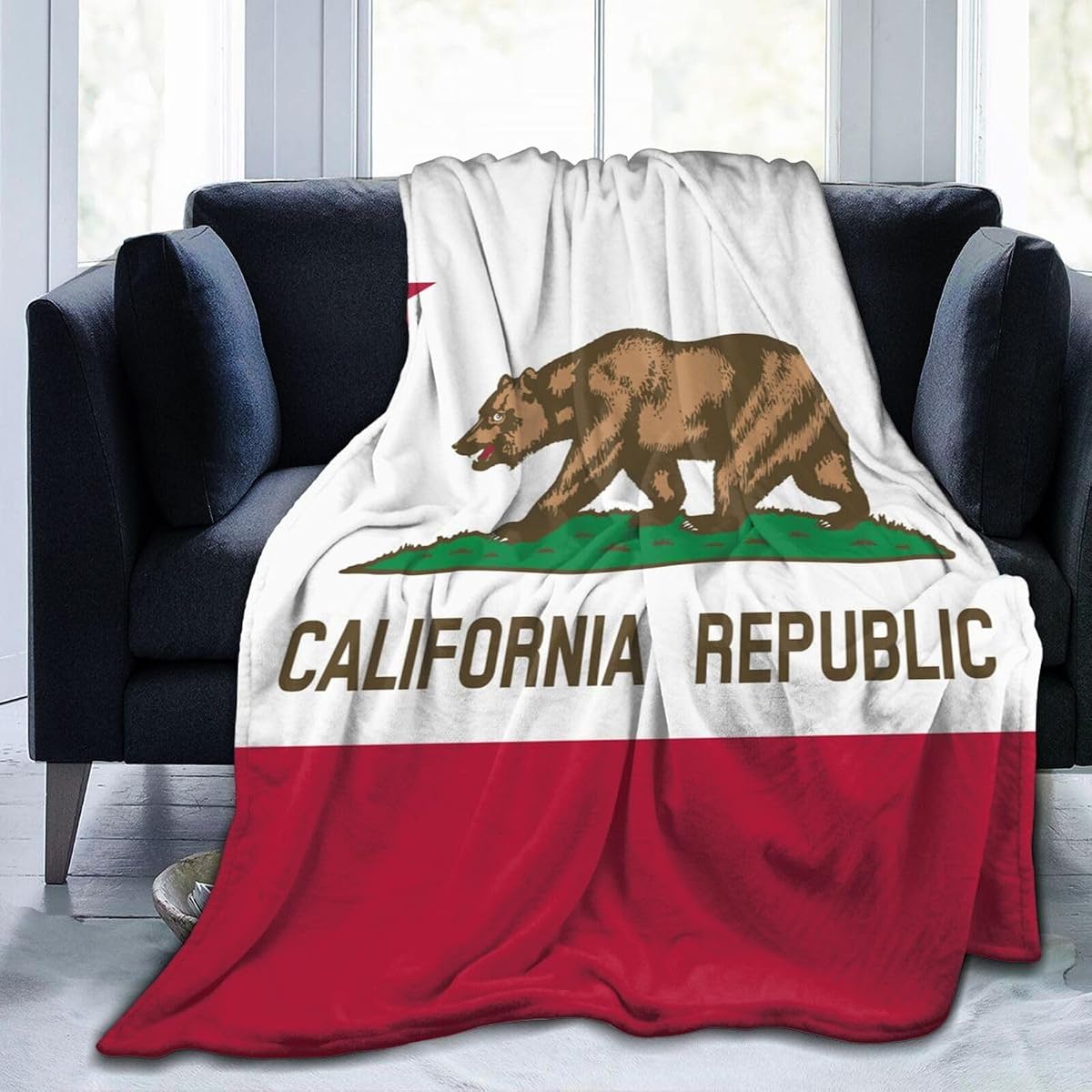 California Flag Large Super Soft Warm Fleece Blanket, Comfortable Flannel Blanket, Four Season Blanket Suitable for Bedroom Bed and Sofa