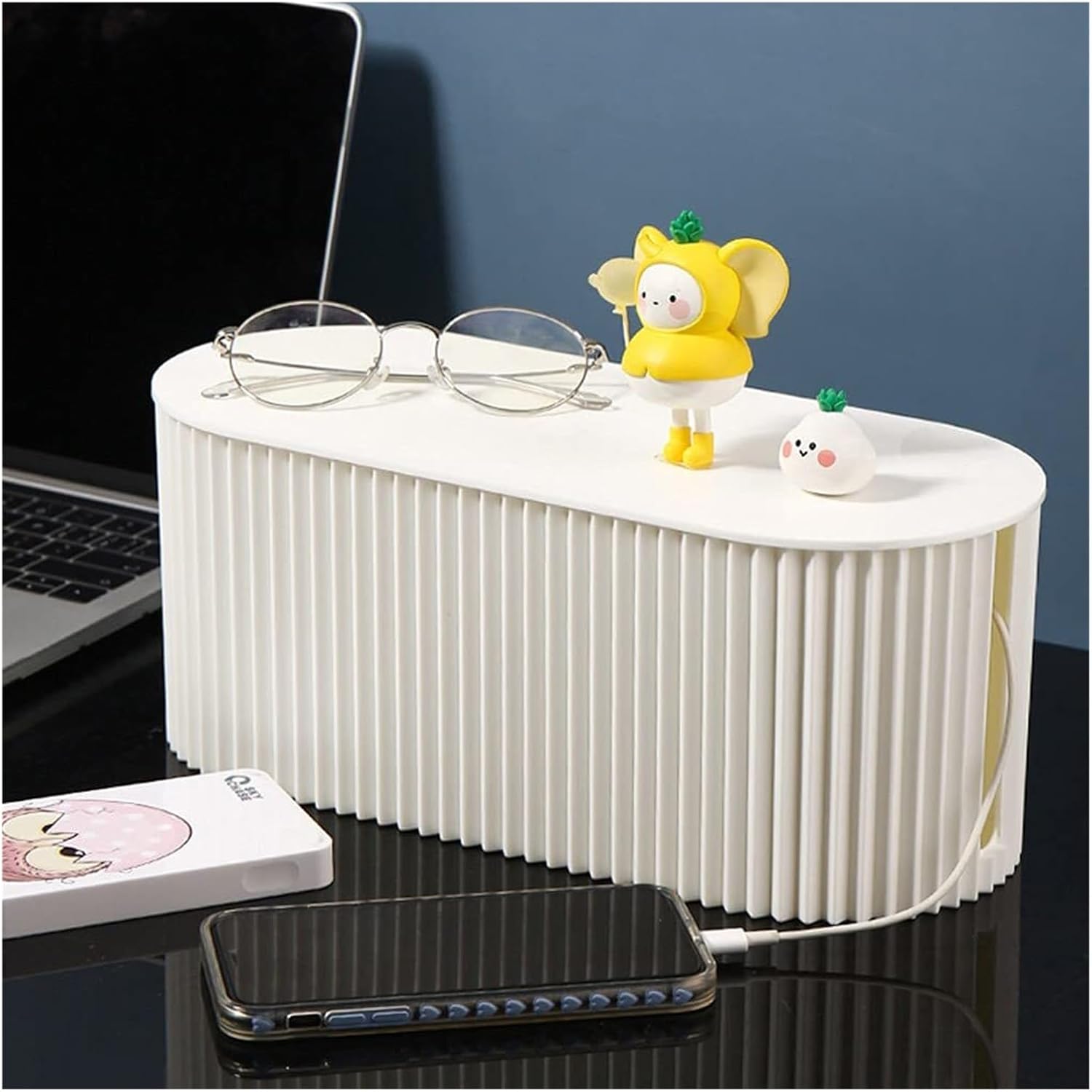 Cable Management Box - ABS Power Strip Organizer with Ventilation Holes for Office/Home - Wire Storage Case for Multiple Devices