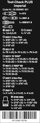 Miniatura 6 de Wera 05004016001 8100 SA 6 Zyklop - Juego de trinquete de velocidad métrica, 28 piezas, unidad de 14 pulgadas y 05056491001 Tool-Check Plus
