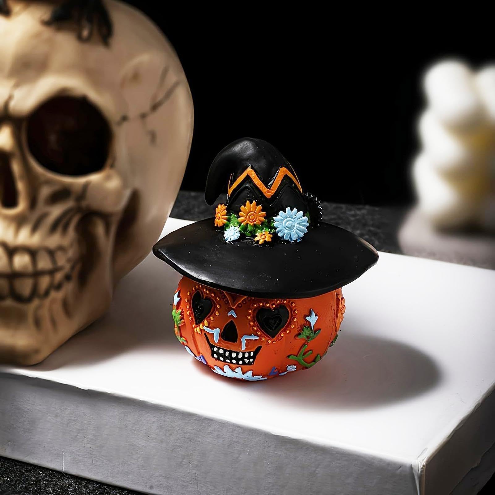 Halloweenowe Dynie Ułożone w Stos Magnetyczna Składana Rzeźba 4 Części