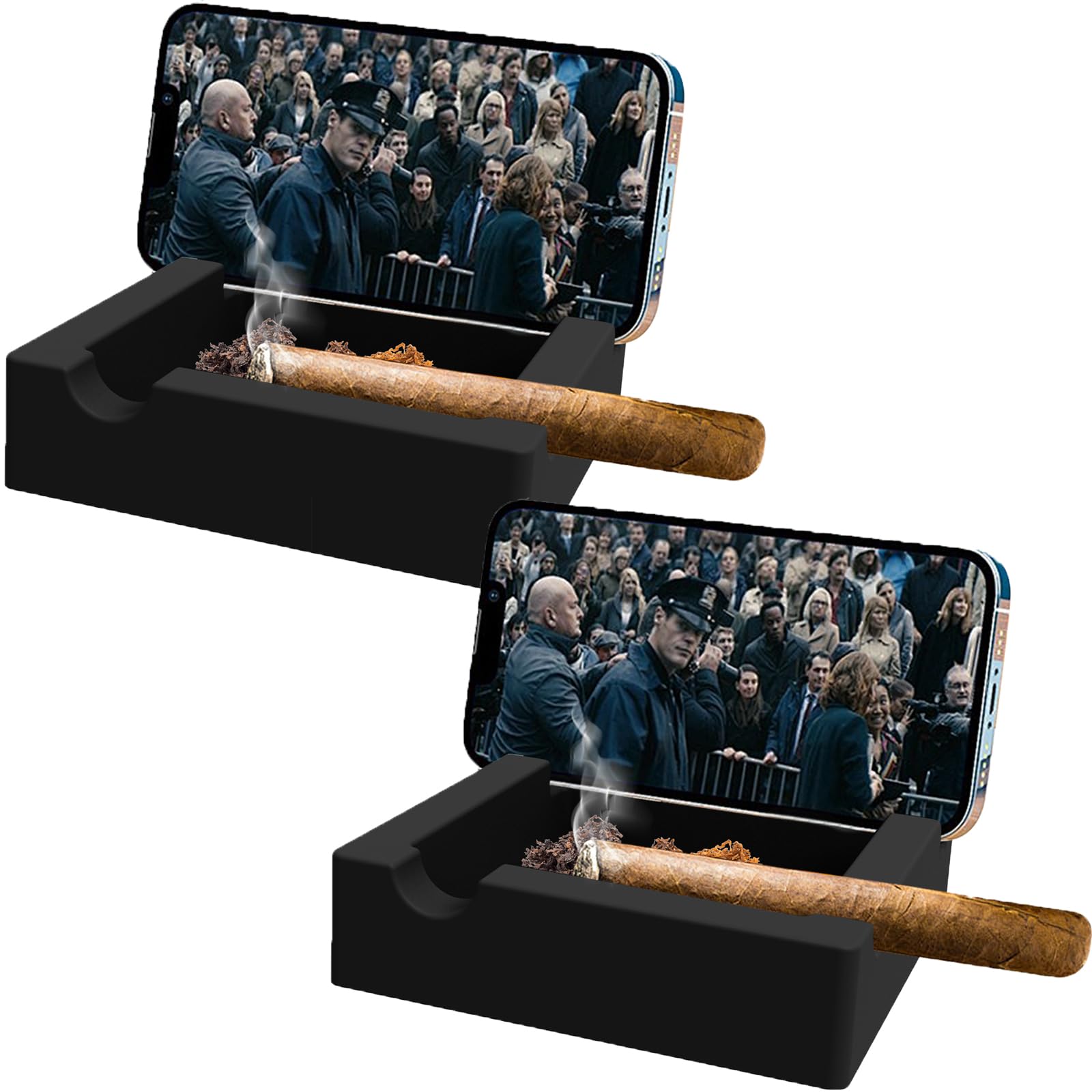 Cendrier extérieur silicone avec support téléphone intégré pour pause cigarette