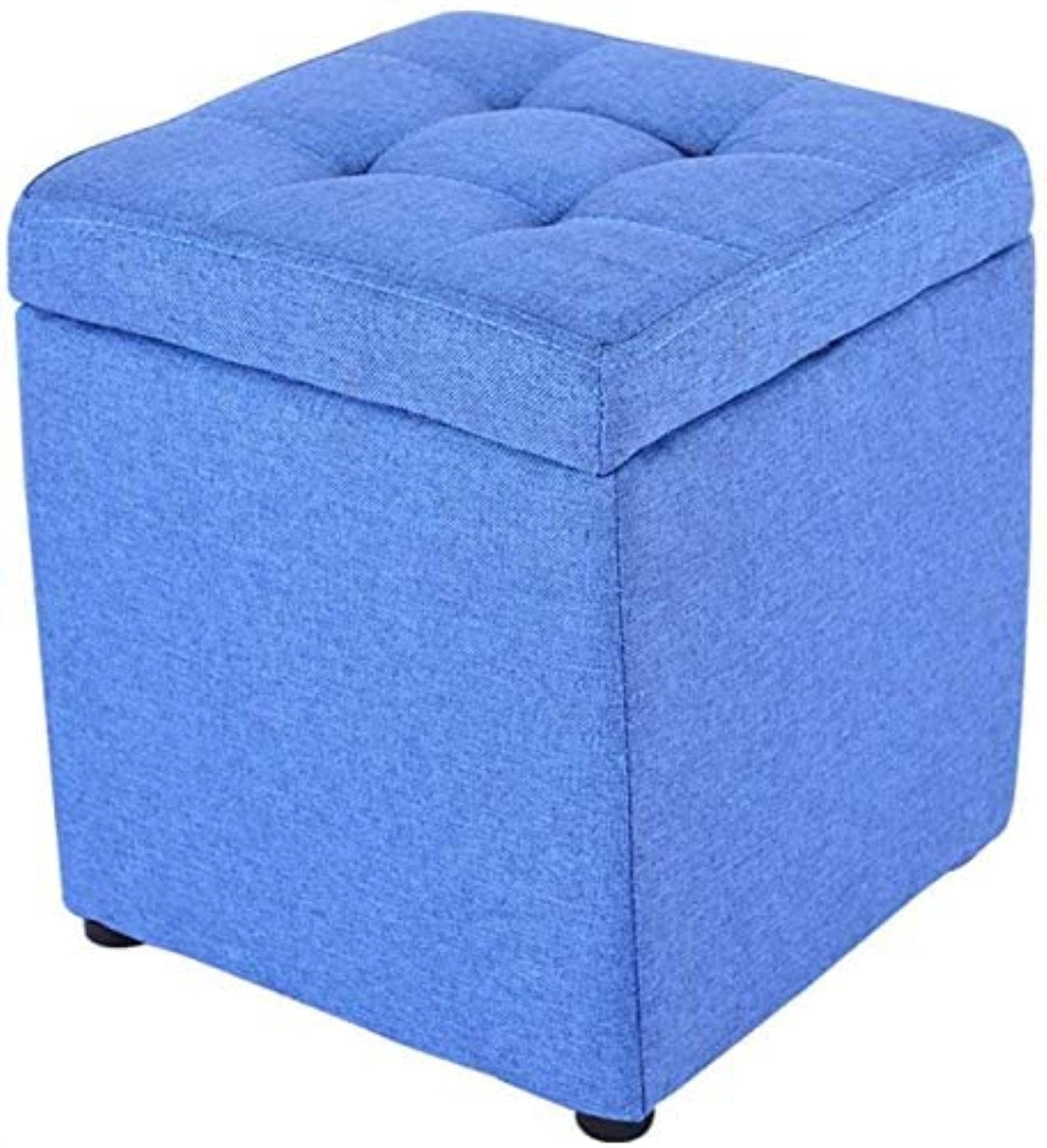 Repose-pieds de rangement en lin cube ottoman coffre pliant carré gris salon