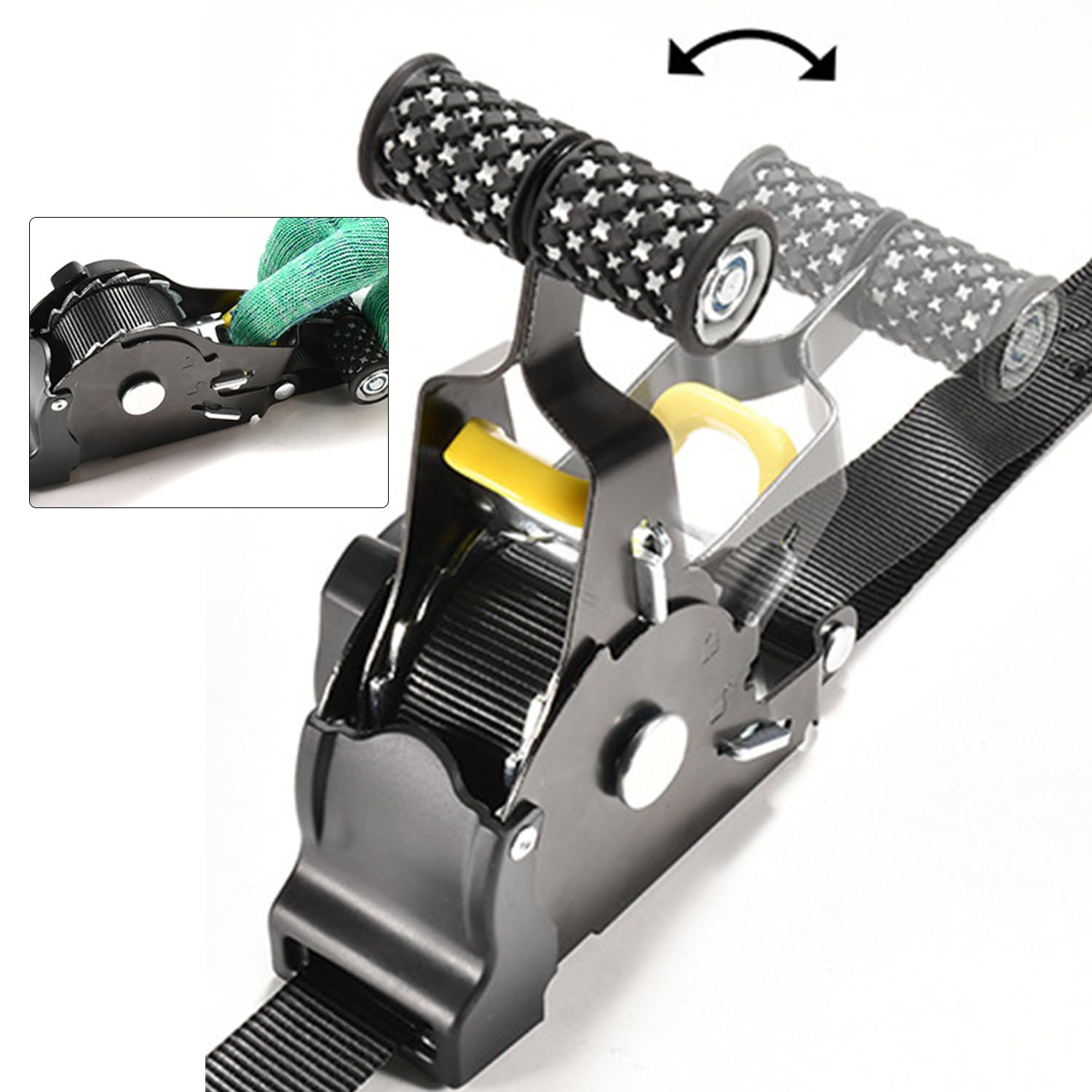 M&Catree Sangles d'Arrimage à Cliquet Rétractables (Paquet de 2) – Résistance à la Rupture de 680 kg, Sangles d'arrimage à rétraction Automatique 2.5cm x 3.3m avec poignées rembourrées