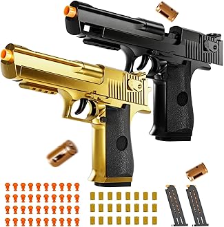 2 Pack Shell Ejecting Toy Gun - Semi-Automatic Handgun with Shell Ejection an...