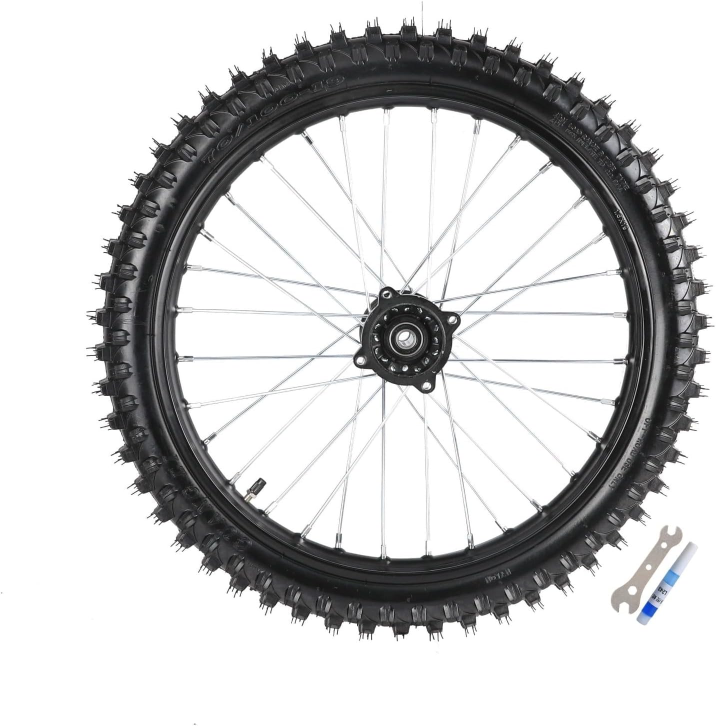 70/100-19 Front Wheel Assembly with 15mm Bearing for Pit Dirt Bike, SSR, Taotao, Apollo 125cc-250cc Off-Road Motorcycle, Motocross - Knobby Tire, Rim, Inner Tube