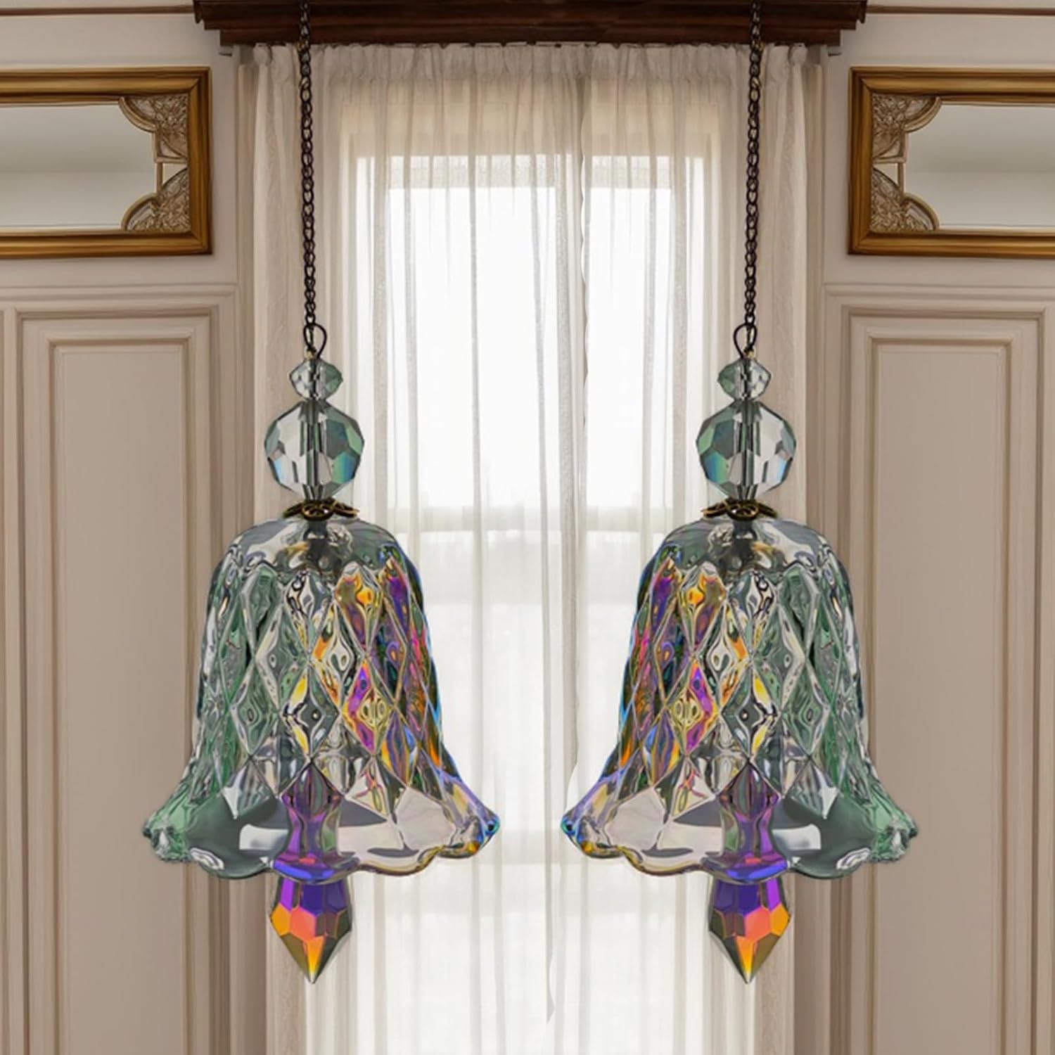 Rainbow Crystal Wind Chimes 2 Pcs,Crystal Suncatchers for Window Hanging Wind Chime Style Garden Sun Catchers,Gifts for Mom, Wife, Grandma Neighbors
