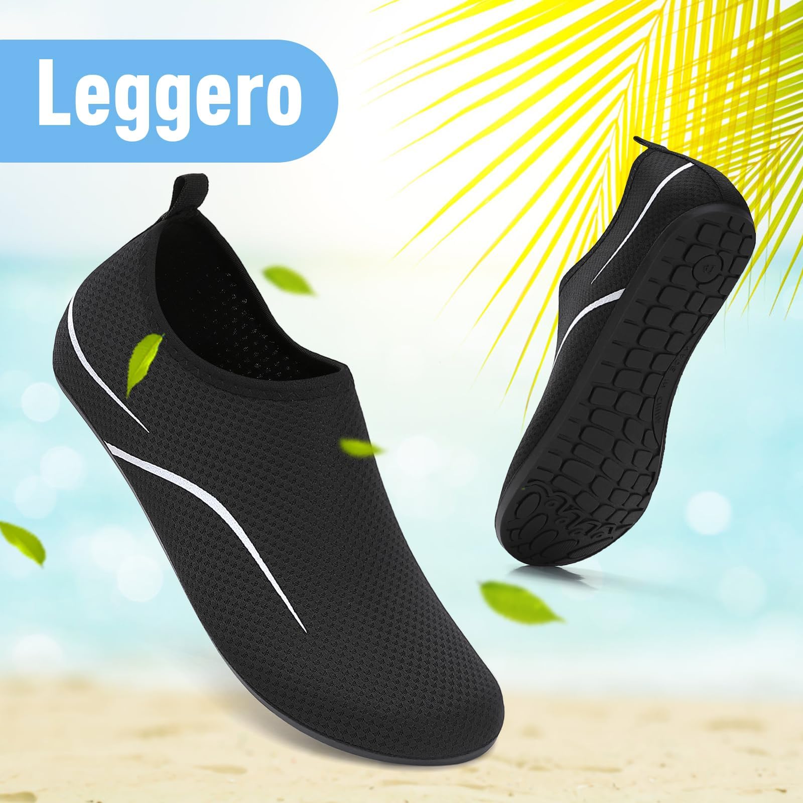 Donna Uomo Scarpe da Scoglio Scarpe da Immersione Antiscivolo Water Shoes Scarpe da Acqua per Spiaggia Surf Bagno Snorkel Yoga Sport Acquatici Gr.34-47 EU