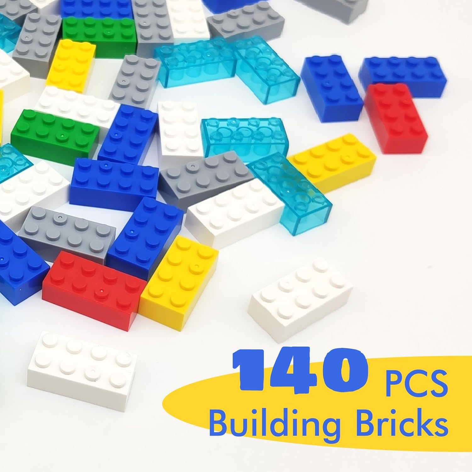 WYSWYG 140 Mattoncini Da Costruzione 2x4 Bianchi – Compatibili Con Grandi Marche – ABS Per Bambini 6+ - 5