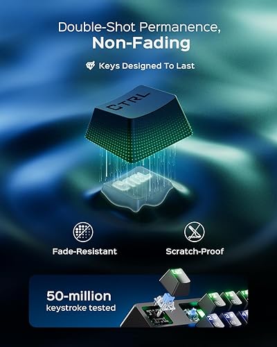 Miniatura 5 de Teclado mecánico para juegos con interruptor azul, teclado con cable retroiluminado RGB de tamaño completo de 104 teclas (11 modos, anti-fantasma,