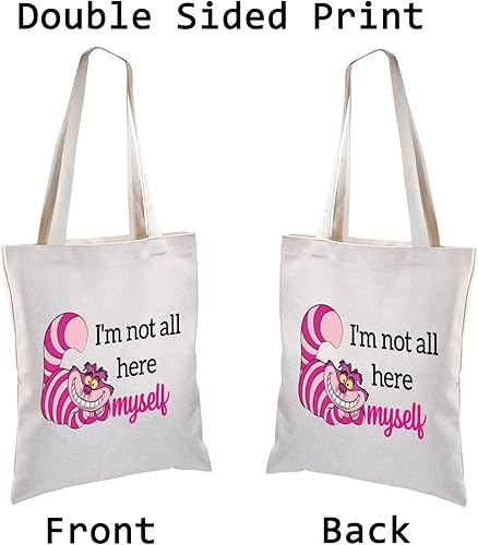 Miniatura 6 de BLUPARK Bolsa de compras inspirada en gatos, regalo de Alice Fairy Tale para fanáticos de I'm Not All Here Myself