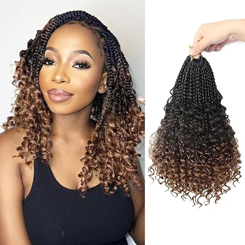 Vista 278 de Goddess Box Braids Crochet Hair With Curly Ends 18 Inch Bohomian Box Braids Crochet Braids 8 Packs 3X Crochet Braids Synthetic Braiding Hair 1B-4-30