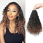 Goddess Box Braids Crochet Hair With Curly Ends 8 Inch Bohomian Box Braids Crochet Braids 8 Packs 3X Crochet Braids Synthetic Braiding Hair Extension for Black Women (8 Inch (Pack of 8), 1B-4-30)