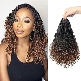 Goddess Box Braids Crochet Hair With Curly Ends 8 Inch Bohomian Box Braids Crochet Braids 8 Packs 3X Crochet Braids Synthetic Braiding Hair Extension for Black Women (8 Inch (Pack of 8), 1B-4-30)
