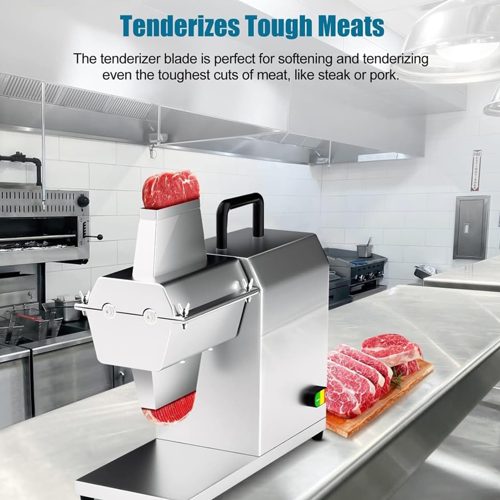 Inteneritore di Carne Elettrico 450W, Cubettatrice Automatica 120 kg/h con Lame in Acciaio Inox, Spessore Regolabile 3–22 mm, Macchina Professionale per Bistecca E Maiale