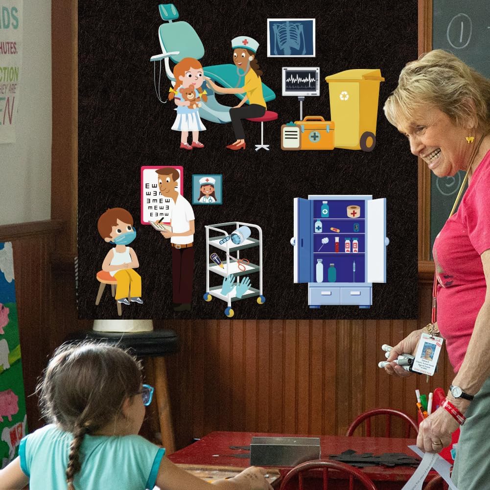 42 Pcs Hospital Felt Story Board Set Felt Flannel Boards Stories Precut Figures Preschool Felt Story Board Pieces for Little One Storytelling Interactive Teaching Activity Kits for Wall