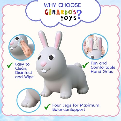 Miniatura 5 de GERARDO'S Jumpy - Juguete inflable para niños de 1 a 3 años, conejito animoso para niños de 1 a 3 años, juguetes inflables para niños de 1 año o
