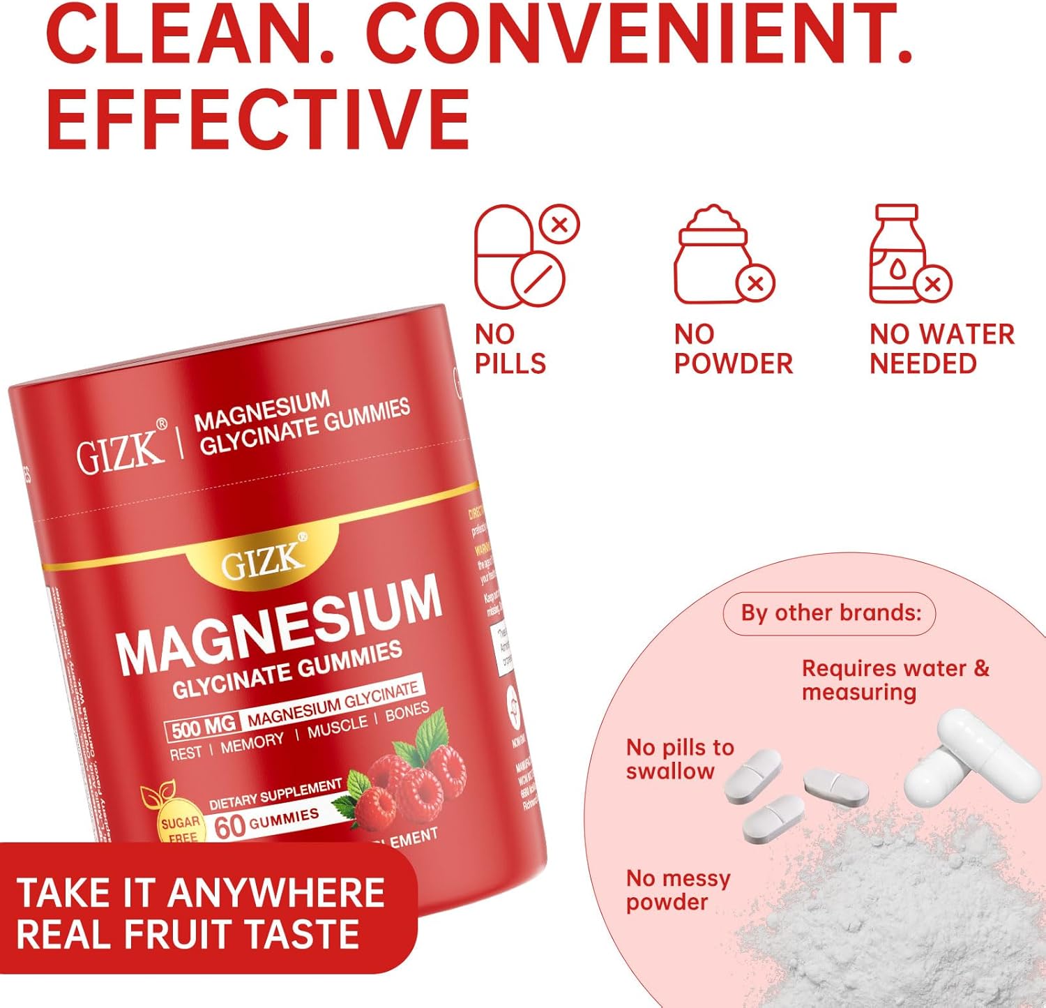 Magnesium Glycinate Gummies 500mg – Sugar Free Magnesium Gummies for Sleep, Stress, Muscle & Nerve Support – for Adults & Kids 4+, Vegan, No Melatonin (Raspberry Flavor, 60 Count) - Image 8