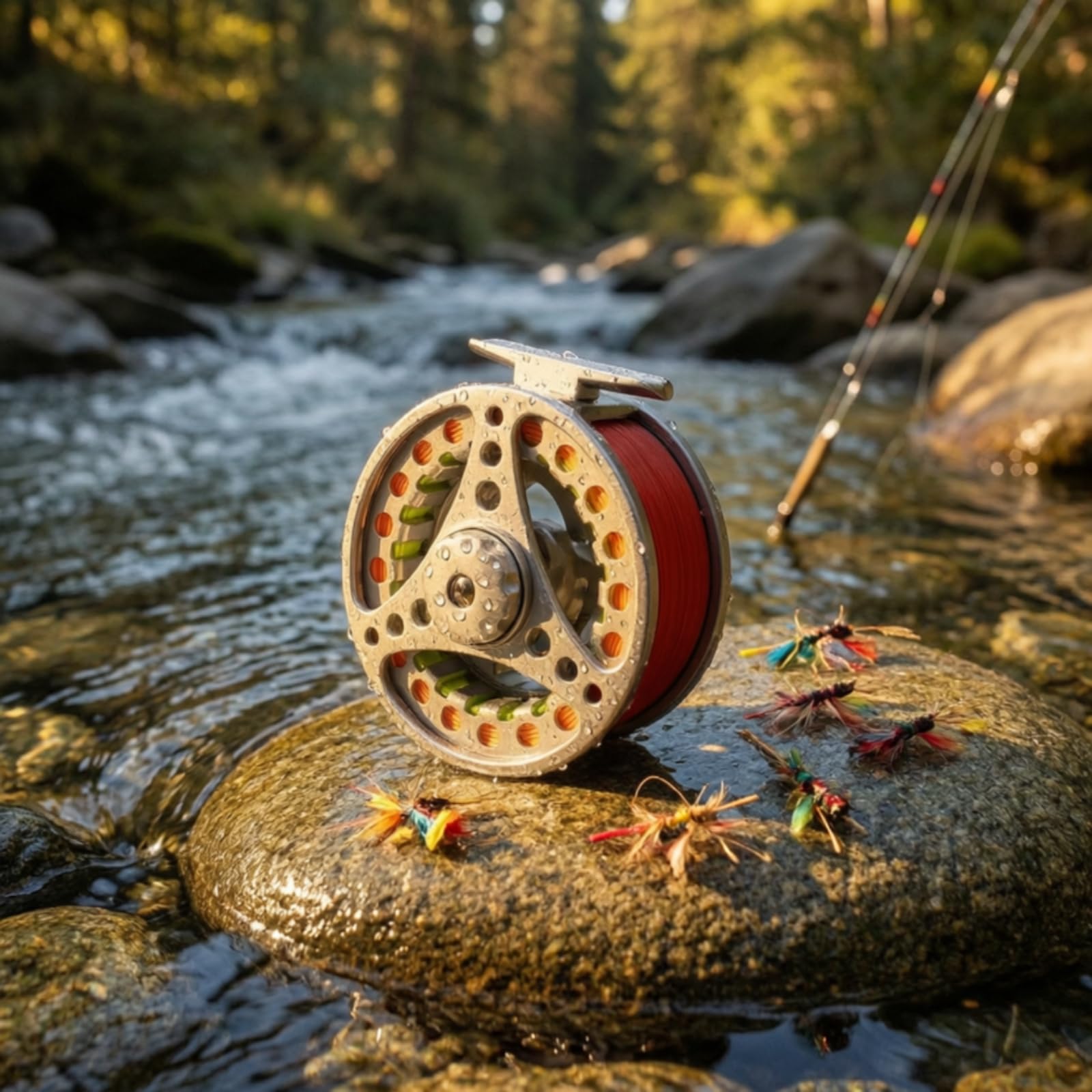 Carrete Pesca con Mosca Ligero Carrete Mosca con Línea Resistente para Pescadores
